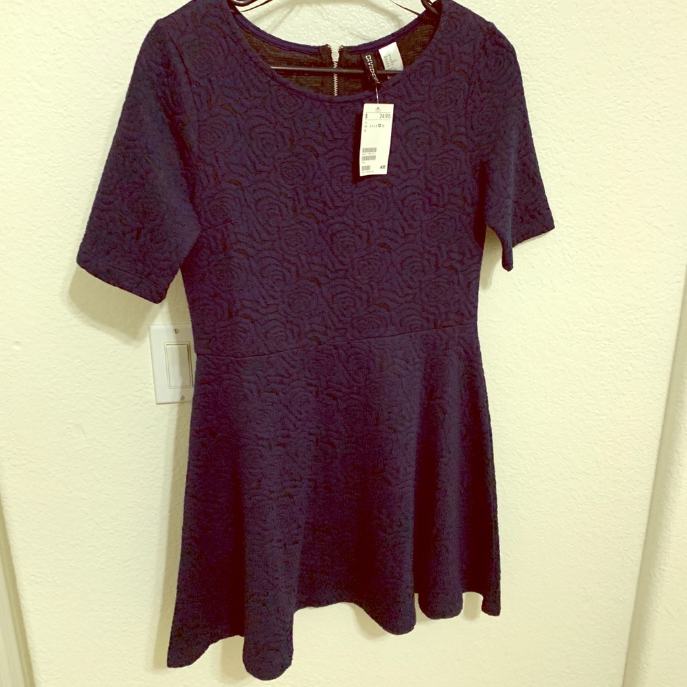 Navy flower embroidered dress. Tags on. H&M
